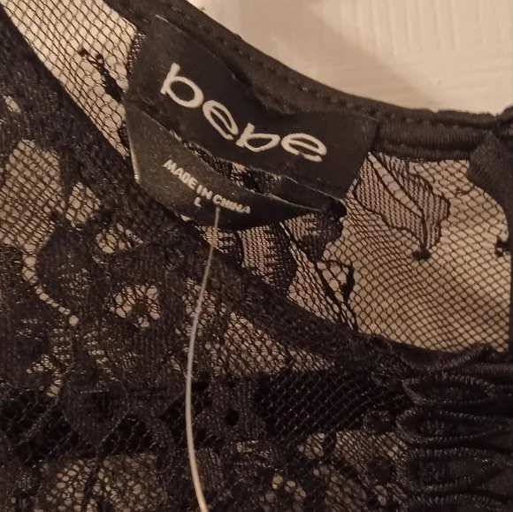 Bebe Tiered Lace Elegant Midi  Dress Color Black Size Large - Picture 7 of 8